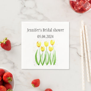 Serviette En Papier Fleurs de tulipe aquarelle Jaune Douche nuptiale