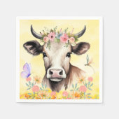 Serviette En Papier Fleurs de vache aquarelle dans un papier pré (Devant)