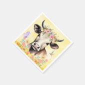 Serviette En Papier Fleurs de vache aquarelle dans un papier pré (Coin)