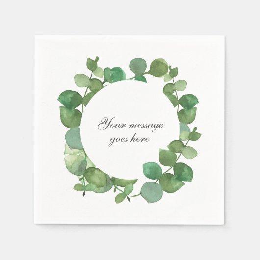 Serviette En Papier Fleurs de verdure boho eucalyptus (Devant)
