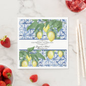Serviette En Papier Fleurs de verdure de citron Bleu Blanc Mariage élé (En situation)