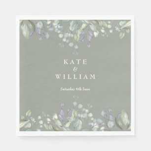 Serviette En Papier Fleurs de verdure de lilas Vert sauge Mariage