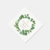 Serviette En Papier Fleurs de verdure d'eucalyptus pour baptême (Coin)