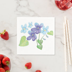 Serviette En Papier Fleurs de violet sauvage Illustration serviettes