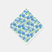 Serviette En Papier Fleurs d'eau bleu, fleurs sauvages sur blanc (Coin)