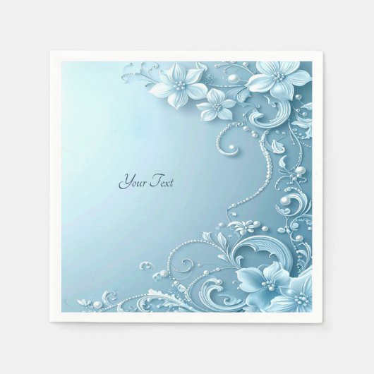 Serviette En Papier Fleurs décoratives bleues (Devant)