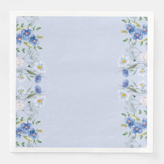 Serviette En Papier Fleurs délicates bleu simple Mariage Anniversaire (Devant)