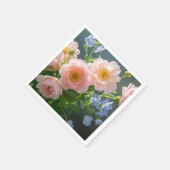 Serviette En Papier Fleurs délicates rose bleu (Coin)