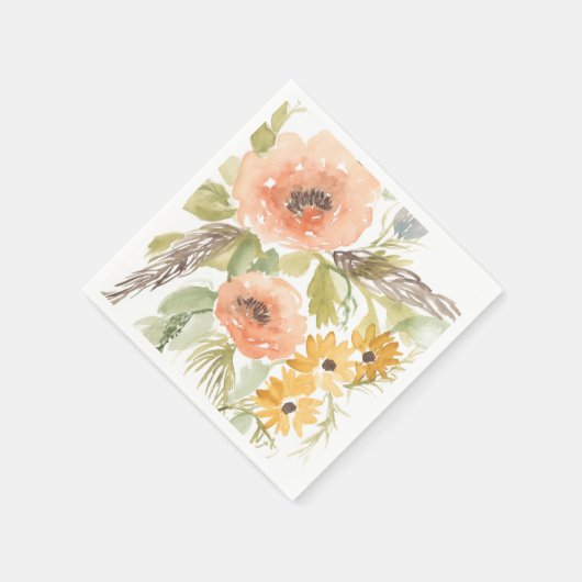 Serviette En Papier Fleurs D'Été Fin I (Coin)