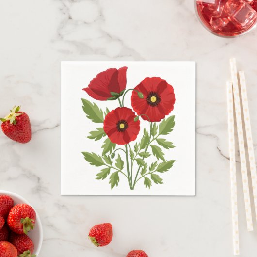 Serviette En Papier Fleurs d'été joyeuses floraison de pavot (En situation)