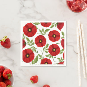 Serviette En Papier Fleurs d'été joyeuses floraison de pavot
