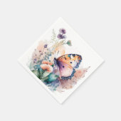 Serviette En Papier Fleurs d'été romantiques et papillon (Coin)