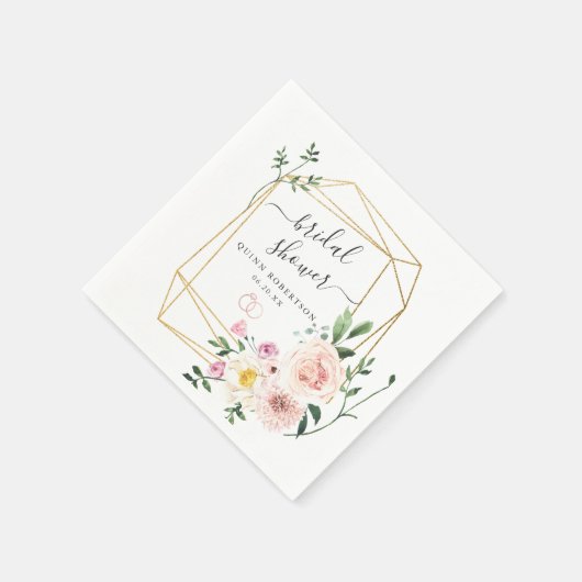 Serviette En Papier Fleurs d'été rose tendre pour une mariée personnal (Coin)