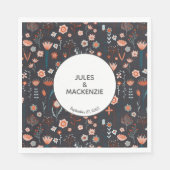 Serviette En Papier Fleurs d'été scandinaves Boho foncé moderne (Devant)