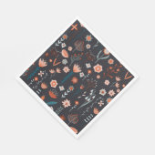 Serviette En Papier Fleurs d'été scandinaves foncées (Coin)