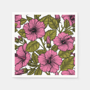 Serviette En Papier Fleurs d'hibiscus roses