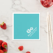 Serviette En Papier Fleurs d'Hibiscus simples Mariage Turquoise (En situation)