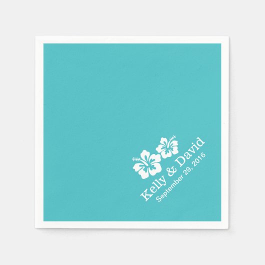 Serviette En Papier Fleurs d'Hibiscus simples Mariage Turquoise (Devant)