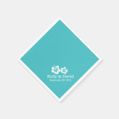 Serviette En Papier Fleurs d'Hibiscus simples Mariage Turquoise (Coin)