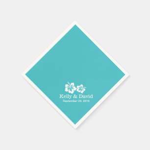 Serviette En Papier Fleurs d'Hibiscus simples Mariage Turquoise