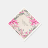 Serviette En Papier Fleurs d'hiver Fuschia Poinsettia Occasion Modifia (Coin)
