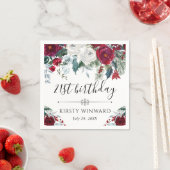 Serviette En Papier Fleurs d'hiver rouges et blanches Anniversaire (En situation)