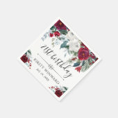 Serviette En Papier Fleurs d'hiver rouges et blanches Anniversaire (Coin)