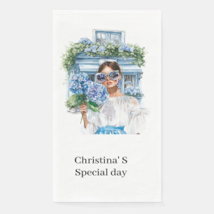 Serviette En Papier Fleurs d'hortensia flore fleuriste amoureux aquare