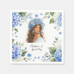 Serviette En Papier Fleurs d'hortensia flore fleuriste amoureux aquare
