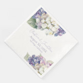 Serviette En Papier Fleurs d'hortensia violettes et blanches (Coin)