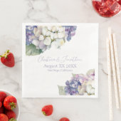 Serviette En Papier Fleurs d'hortensia violettes et blanches (En situation)