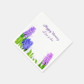 Serviette En Papier Fleurs d'Hyacinthe violettes bleu rose Heureux Nor (Coin)