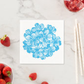 Serviette En Papier Fleurs d'Hydrangea Botanique Bleu Céleste (En situation)