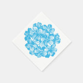 Serviette En Papier Fleurs d'Hydrangea Botanique Bleu Céleste (Coin)
