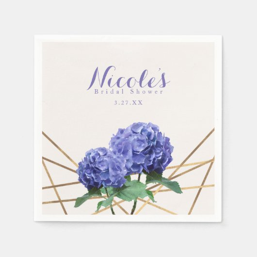 Serviette En Papier Fleurs d'Hydrangea et mariage personnalisé élégant (Devant)