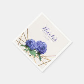 Serviette En Papier Fleurs d'Hydrangea et mariage personnalisé élégant (Coin)