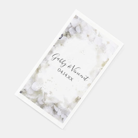 Serviette En Papier Fleurs d'hydrangée blanche Mariage d'aquarelle (Coin)