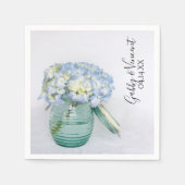 Serviette En Papier Fleurs d'Hydrangée Bleue dans Jar Vase Mariage (Devant)