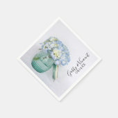 Serviette En Papier Fleurs d'Hydrangée Bleue dans Jar Vase Mariage (Coin)