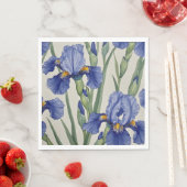 Serviette En Papier Fleurs d'Iris Bleu (En situation)