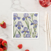 Serviette En Papier Fleurs d'Iris Bleu (En situation)