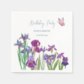 Serviette En Papier Fleurs d'Iris fête d'anniversaire (Devant)