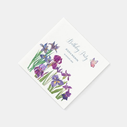 Serviette En Papier Fleurs d'Iris fête d'anniversaire (Coin)