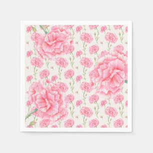 Serviette En Papier Fleurs d'œillet rose pour la douche de mariage 