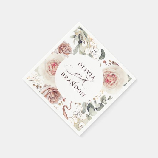 Serviette En Papier Fleurs d'ombre Terre Élégant Mariage Boho (Coin)