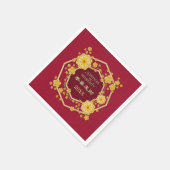 Serviette En Papier Fleurs d'or du Nouvel An chinois : Gong Hei Fat Ch (Coin)