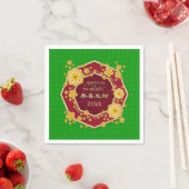 Serviette En Papier Fleurs d'or du Nouvel An chinois : Gong Hei Fat Ch (En situation)