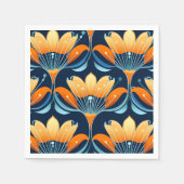 Serviette En Papier Fleurs d'orange bleu Art déco (Devant)