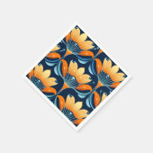 Serviette En Papier Fleurs d'orange bleu Art déco (Coin)