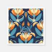 Serviette En Papier Fleurs d'orange bleu Art déco (Devant)